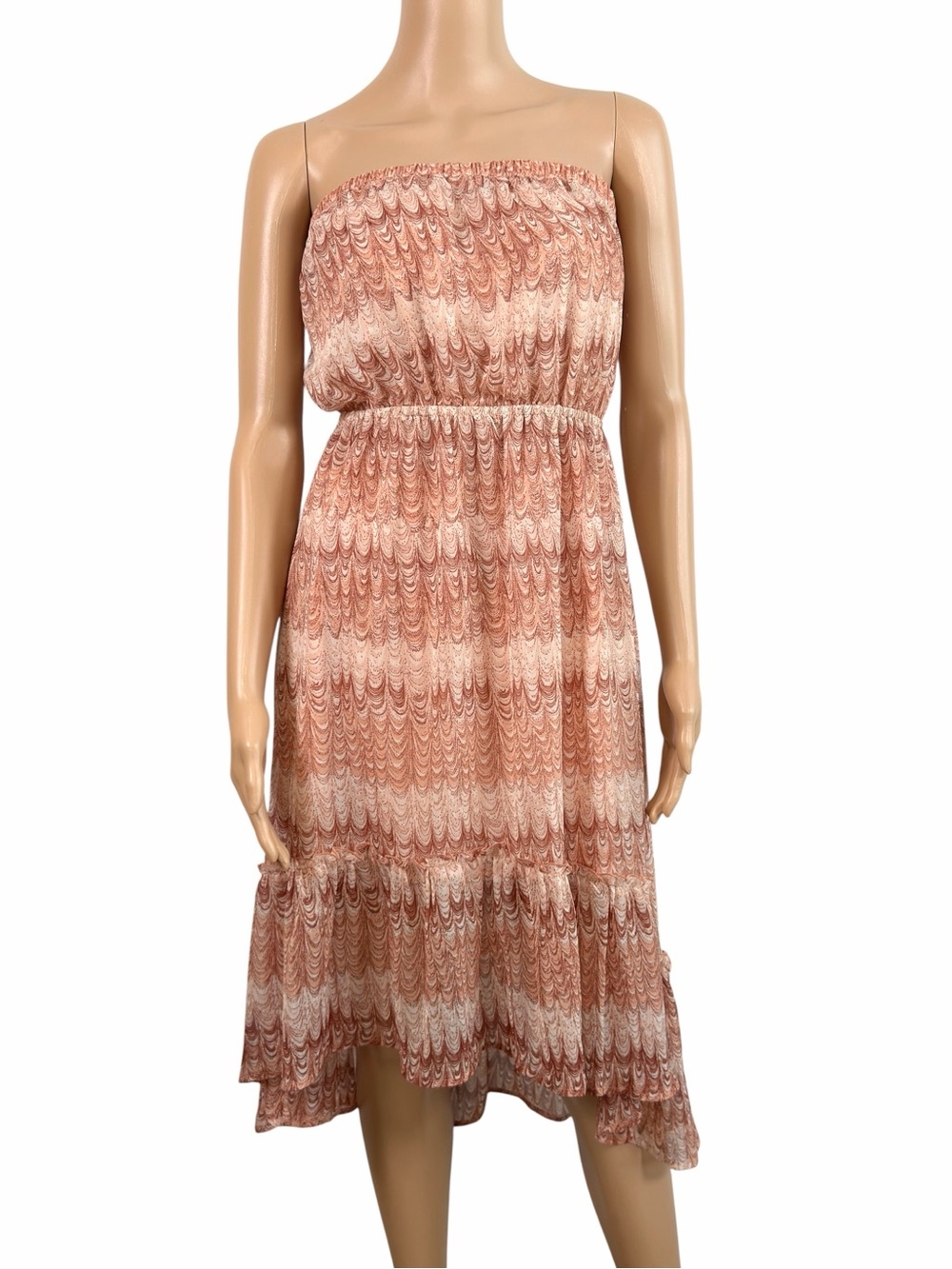 Forever 21 Scalloped Print High Low Strapless Dress Women’s Size S